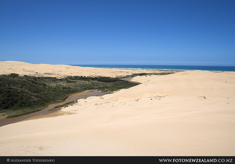 Вид с вершины дюн, 90 Mile Beach, Новая Зеландия (90 Mile Beach, New Zealand)