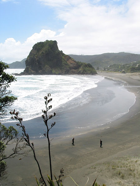 Piha Beach. Скала Lion Rock, Окленд, Новая Зеландия (Auckland, New Zealand)