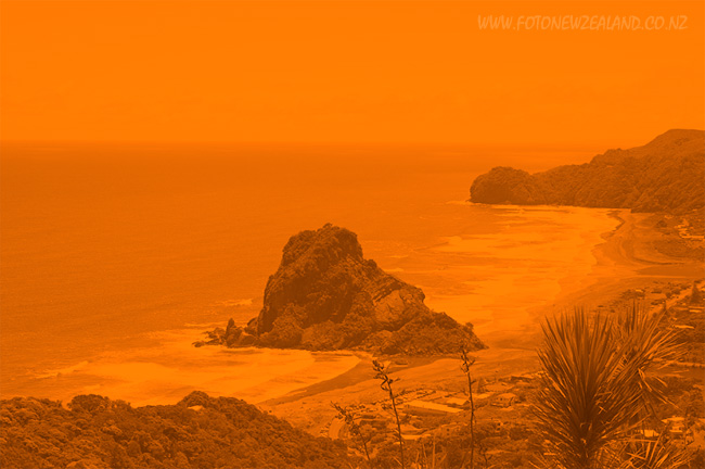 Sand storm at Piha Beach New Zealand